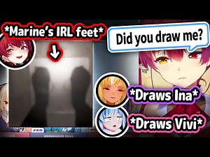 Marine Shows Her IRL Feet On-Stream and Flare Can't Help Choosing Ina【Hololive】