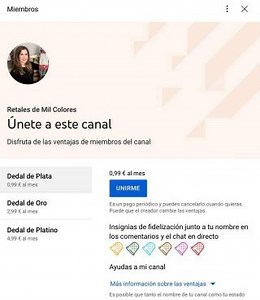 Ver mi Canal de Youtube - Retales de Mil Colores
