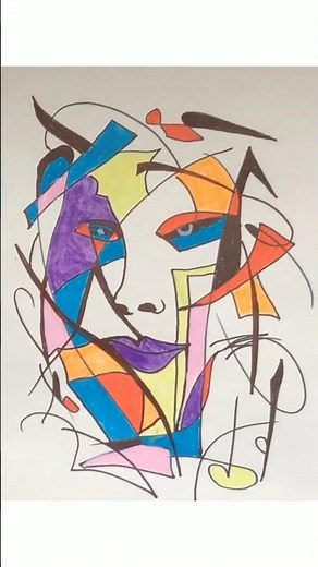 Wait, What! This abstract face technique is so easy #drawing #shortsvideo #art