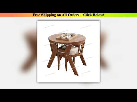 Balcony Leisure Table and Chair Three-piece Set Solid Wood Two Chairs Combination Round Table