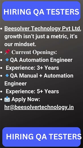 Testing Jobs | QA Jobs| Automation Testing Jobs| Rd Automation Learning
