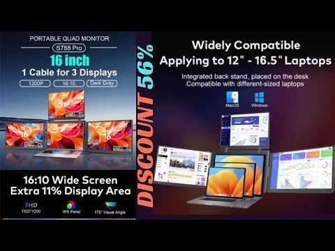 Triple Screen Portable LCD Backlit Monitor FHD Display Secondary Screen Connected to Notebook