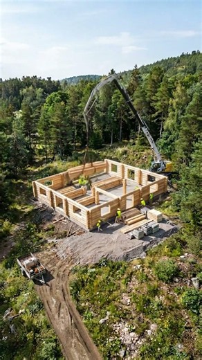 Building a Rustic Log Cabin from Scratch Satisfying Construction Timelapse in the Forest