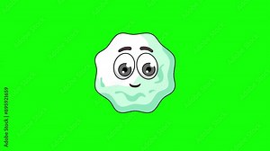 chewing gum cartoon character with a saluting face, emoji emoticon animation