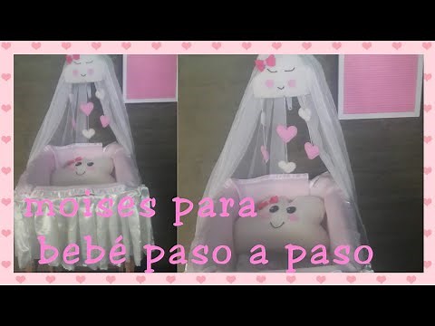 como hacer un Moises para bebé, almohada y movil de cuna