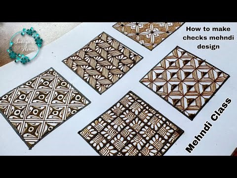 Mehndi Class-1 Cheks design step-by-step | Grid/Netting patterns 2025 | 3D Geometrical Cheks Mehndi