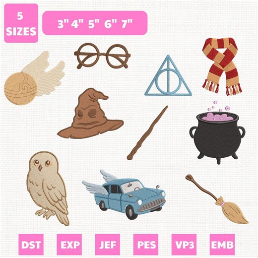 Set of 10 Wizard Magic Icons Machine Embroidery File, Fantasy Bookish Design (instant Download) - Etsy