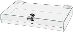 Marketing Holders Locking Display Case 12"W x 8"D x 1.5"H Clear Acrylic Countertop Tray Case with Lock Key for Collectibles