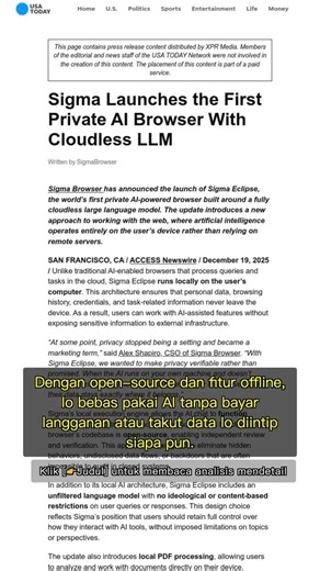 🧐👉 Sigma Eclipse: Browser AI Lokal, Data Aman, Tanpa Cloud! #QixNewsAI