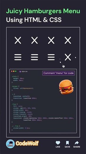 Juicy Hamburgers Menu Using HTML and CSS #trending #coding #shortsviral #shortsfeed #programming