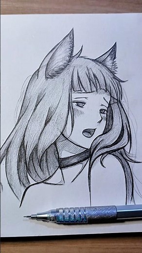 Drawing wolf girl Haruhime #drawing #manga #anime #howtodraw #drawingtutorial #easydrawing #art