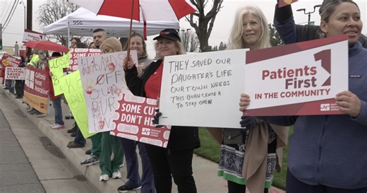 Nurses protest upcoming closure of the Grossman Burn Center