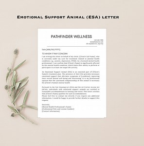 Editable ESA Letter Template: Emotional Support Animal (digital Download) - Etsy