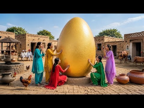 🥚✨ Giant Golden Egg Adventure In Village 😍🏡#egg #village
