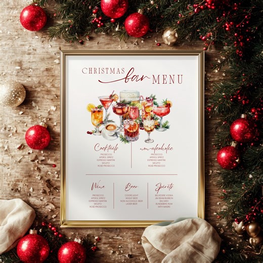 Christmas Cocktail Menu Editable Canva Template Holiday Drink Sign Signature Christmas Spritz NYE Bar Menu Direct Download Festive Drinks - Etsy