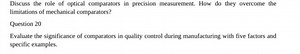Discuss the role of optical comparators in precision measuremen... | Filo