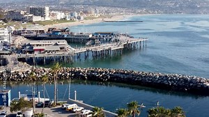 South Bay, Los Angeles, with iconic landmarks of the Redondo Beach Pier and the King Harbor Marina