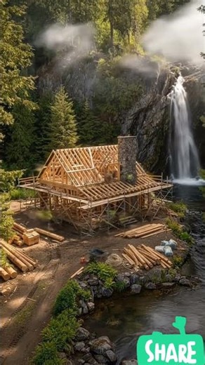Most Satisfying Log Cabin Build Timelapse 🪵✨ #Shorts