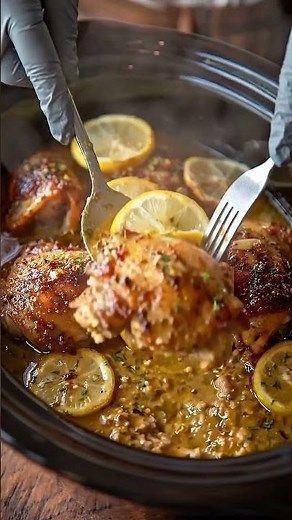 Slow Cooker Lemon Garlic Chicken Thighs