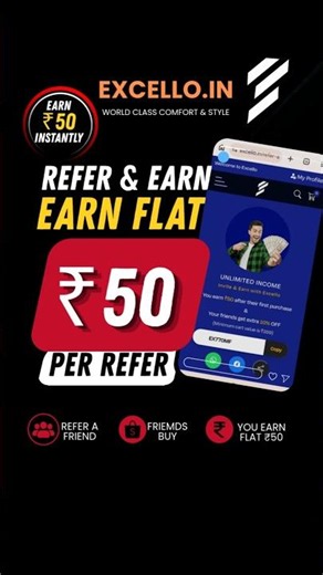 Stop Scrolling, Start Earning! 🤑 Get ₹50 with Excello #ReferAndEarn #MakeMoneyOnline #Excello