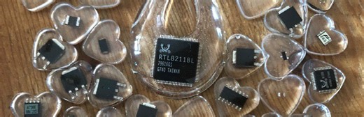 Electronic components in clear epoxy #Electronics #ArtTuesday #Jewelry @jrsikken