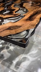 💫 Walnut Wood & Bumerang Designed Clear Epoxy Table - Perfect Matching 💫 For custom sizing and price , you can send us message. #epoxyresin #interiordesign #handmade | Gül Natural Furniture