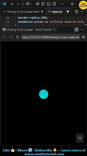 Pulsing Circle Loader Using HTML & CSS | Minimal Loader Animation | 1-Minute Tutorial –Amit Tutorial