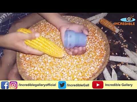 CORN SHELLING MACHINE || SHELLING CORN BY HAND ||HOMEMADE CORN SHELLER