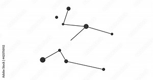 Canis Major constellation. Stars in the night sky. Constellation in line art style in black and white. Cluster of stars and galaxies. Horizontal composition, 4k video quality