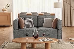 Convertible Sectional Sofa, L Shaped Chenille Couch with Storage Seats, Modular Sectional Set with Ottomans, U Shaped Couch for Living Room, Grey (Loveseat)