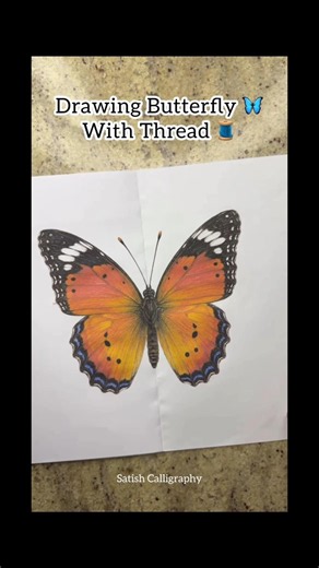 Amazing Butterfly Thread Drawing 🦋 | Easy 3D Art Trick ✨ #shorts#trending