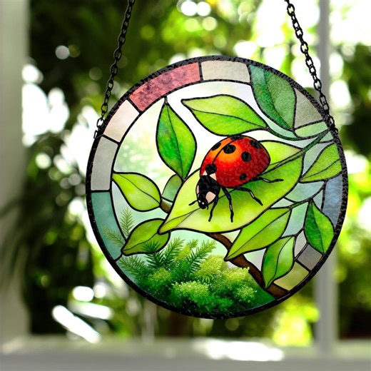 Stained Glass Ladybug Suncatcher, Garden Window Hanging, Ladybug Decor, Housewarming Gift - Etsy