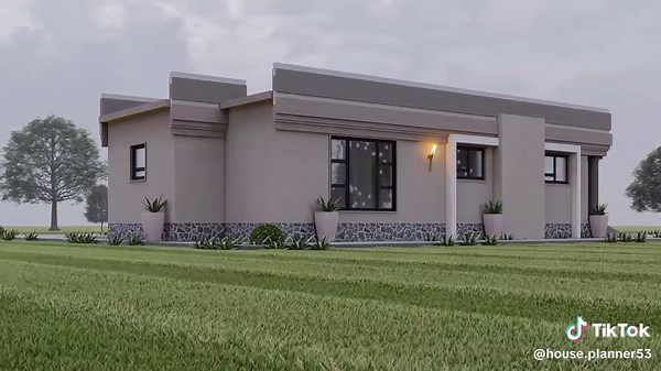 Modern Hidden Roof House Design with 3 Bedrooms