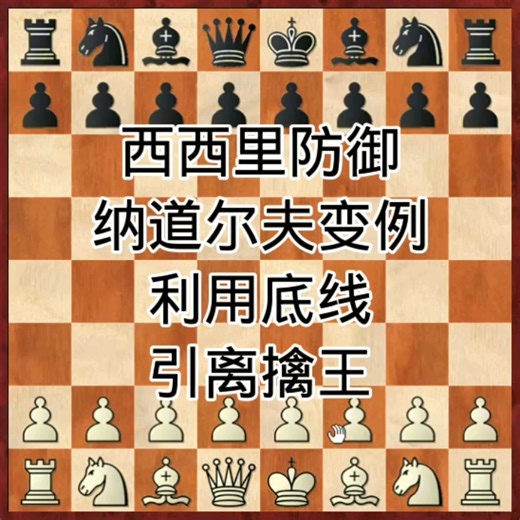 西西里防御纳道尔夫变例精彩对局，中路攻击，引离擒王！