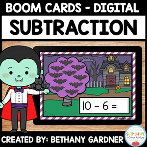 Bats Subtraction - Boom Cards - Distance Learning