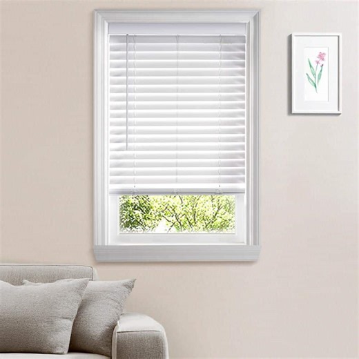 Home Decorators Collection White Cordless Room Darkening Faux Wood Blinds with 2 in. Slats - 59.125 in. W x 48 in. L (Actual 58.625 in W x 48 in L) 10793478551309 - The Home Depot