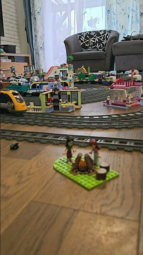Seven LEGO trains running in one massive city layout 🚆🏙️