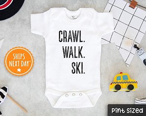 Ski Baby Onesie® - Crawl- Walk- Ski Baby Onesie® - Cute Skiing Lover Bodysuit - Etsy