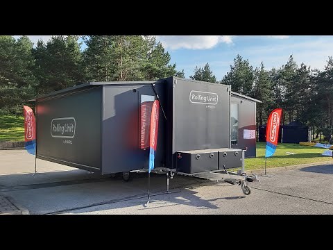 The 2020 Rolling Unit XL trailer 30 m² expandable fold out special purpose trailer.