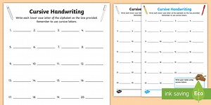 Cursive Handwriting Assessment Worksheet