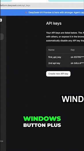 Create Your DeepSeek API Key NOW! 🔑 #shorts