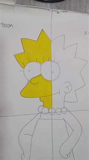 Drawing Lisa Simpson in 4 different styles! Part 1-Cartoon style⭐#shorts#art#artist#simpsons#viral