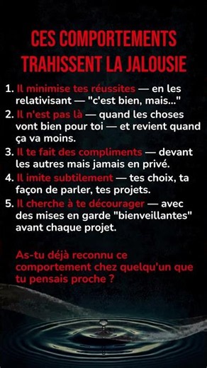 🌀 Ces comportements trahissent quelqu'un qui te jalouse en silence #psychologie