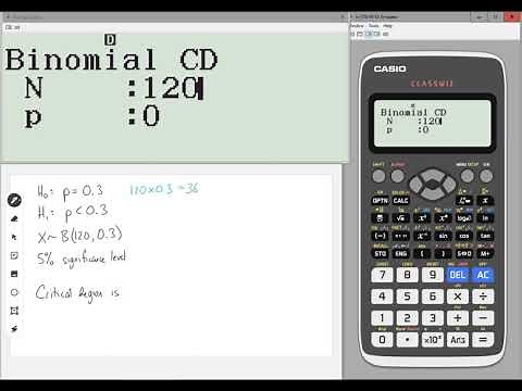 Classwiz How-To: Finding a Less Than Critical Region for Binomial Hypothesis Testing