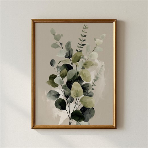 Eucalyptus Botanical Watercolor Print – Minimalist Sage Green Farmhouse Art (digital Download) - Etsy