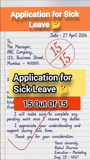 Application for Sick Leave | Simple and Professional Leave Letter