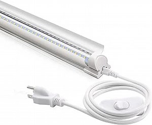 Barrina LED Shop Light, 4FT 40W 5500LM 5000K Daylight White with Reflectors, V Shape, Clear Cover, Linkable with Plug, T8 LED Tube Lights