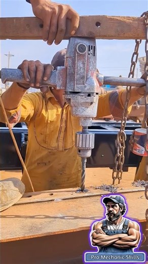 Truck Chassis Drilling—Extreme Level Fabrication Master Skills #shorts #truck #mechanic #truckrepair