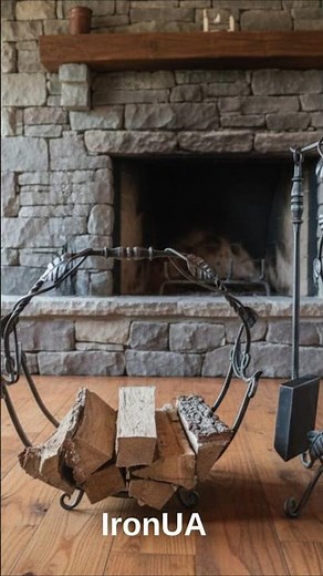 Forged Fireplace Tool Set with Firewood Holder | Rustic Iron Decor for Homes