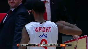 Dorell Wright von Brose Bamberg mit zwei Dreiern und zwei Rebounds in 50 Sekunden. Neun Punkte Führung in der Turkish Airlines EuroLeague gegen Olimpia Milano . Das letzte Viertel der Bamberger jetzt live bei www.telekomsport.de und Entertain | MAGENTA SPORT